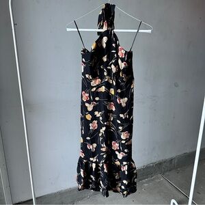 Halter Neck Floral Dress in Black by Ulf Andersson